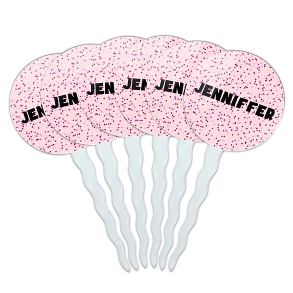 Jenniffer Cupcake Picks Toppers - Set of 6 - Pink Speckles