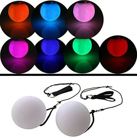 Set of 2 Light-Up LED Poi Balls - 9 Different Color Modes (2