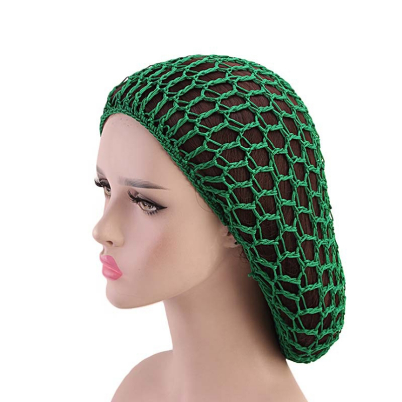 AOWA:10008 Aowa 1pc Womens Mesh Hair Net Crochet Cap Solid Color Snood Sleeping Night Cover Turban, Size: One size, Green
