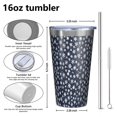 thumbnail image 4 of 16oz Tumblers Dark Blue Christmas Snowflake Pattern Stainless Steel Vacuum Insulated Double Wall Travel Tumbler Cups Mug with Lid and Straw,Cleaning Brush for Coffee,Tea, 4 of 4