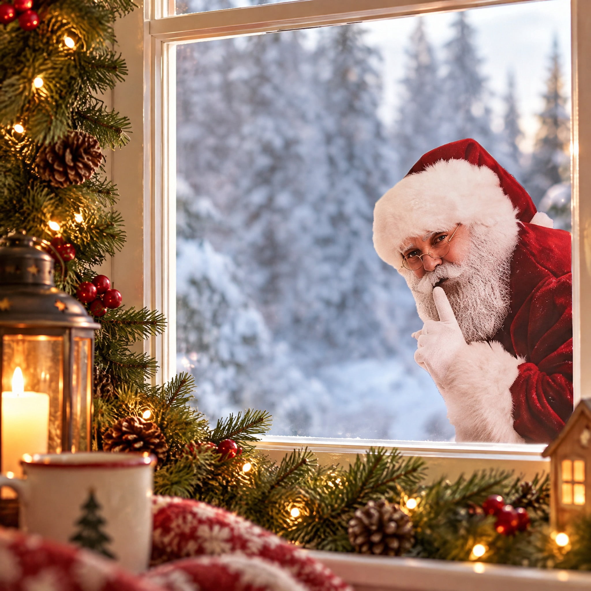 Santa Silhouette Christmas Window Cling, Multicolor, 27.5" x 15", by Holiday Time