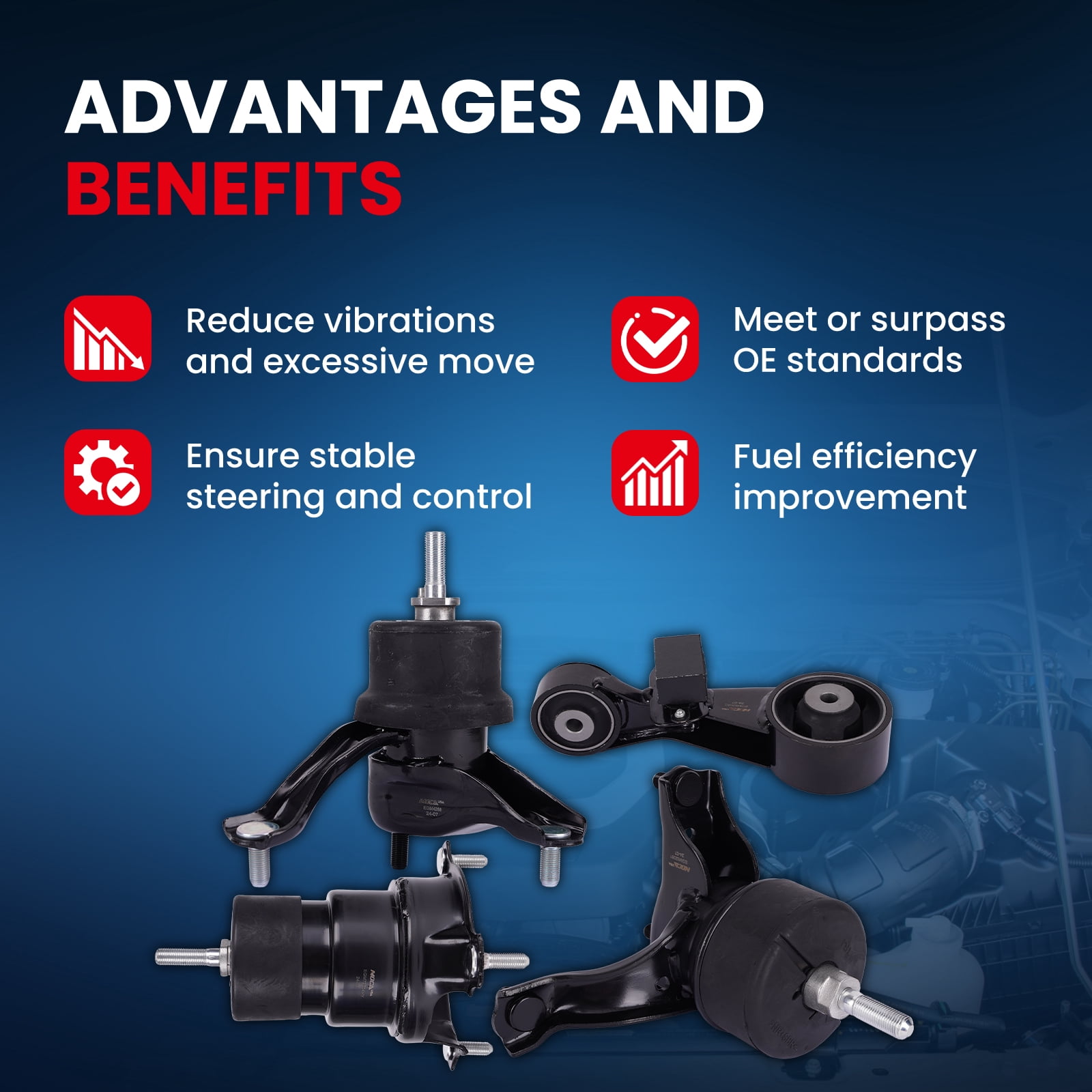 MOCA AUTOPARTS Engine Motor and Transmission Mount Kit Fit for 2012-2017 Toyota Camry L4 2.5L
