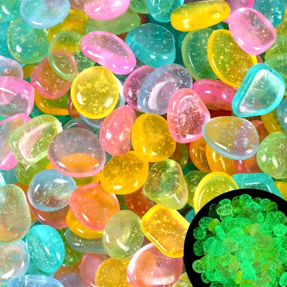 Glow in The Dark Rocks Tutuviw Sparkling Glow Stones,100Pcs Outdoor Decorative Glow Stones,Small Luminous Pebbles,Bling Glowing Rocks for Indoor Outdoor Walkways Garden Landscape (Multicolor)