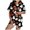 White, variant on Halloween Silk Pajamas Women Pajama Set for Women Silk Satin Short Sleeve Button Up Top and Shorts with Halloween Print for Cozy Sleepwear and Elegant Black L