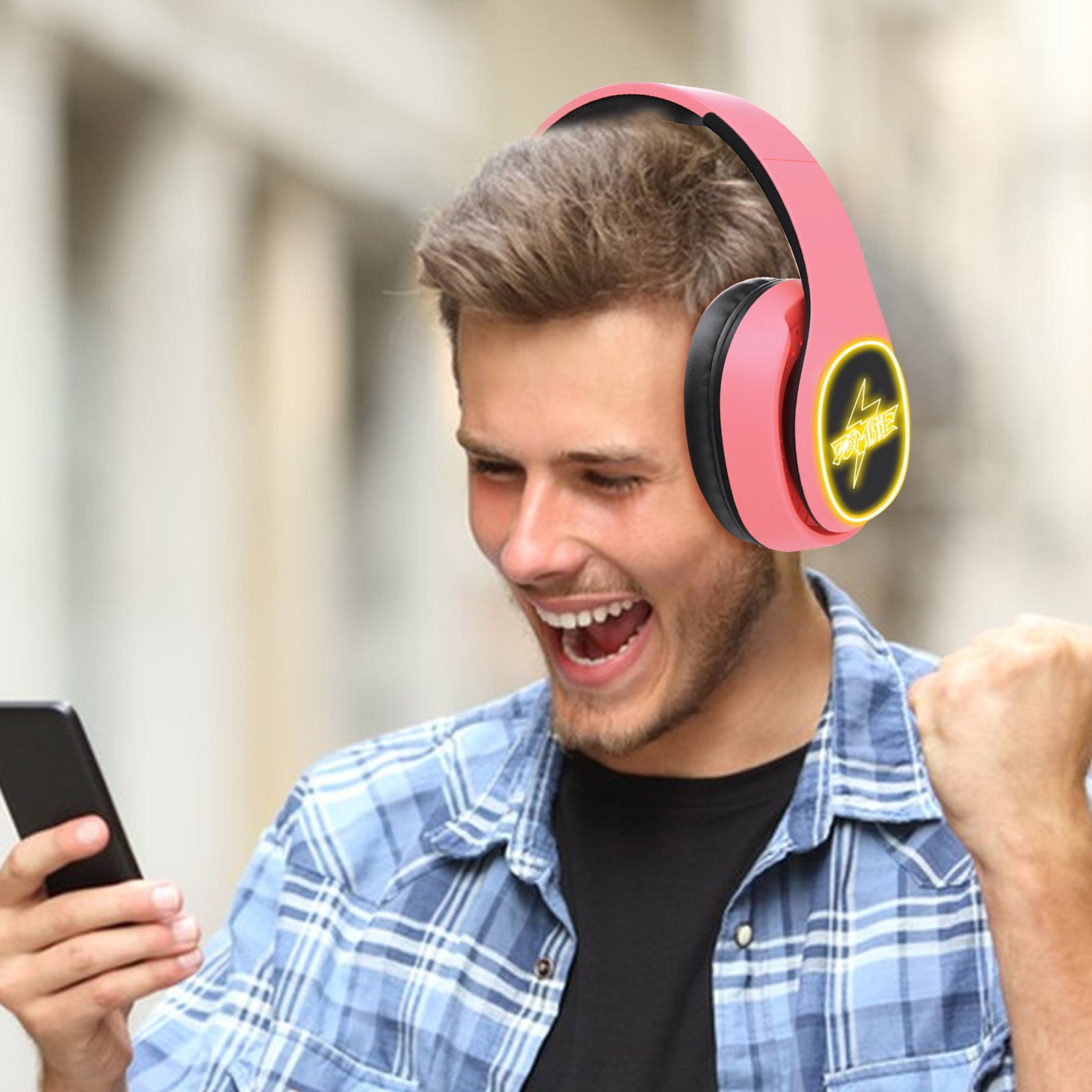 Wireless Headset with AI Noise Cancelling Microphone Bluetooth Headset - Bluetooth V5.2 Headphones with USB Dongle, Charging Base & Mic Mute for Computer/Laptop/PC/iPhone/Android/Cell Phones,Pink