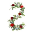 thumbnail image 3 of deevoka Artificial Peony Garland Floral Garland Flower Arrangement Greenery Garland Rose Peony Vine for Wedding Home Party Decoration Red, 3 of 9
