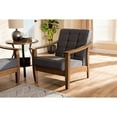 thumbnail image 5 of Baxton Studio Larsen Mid-Century Modern Gray Fabric Upholstered Walnut Wood Lounge Chair, 5 of 5