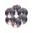 thumbnail image 7 of 15 Inch Round Placemats Set of 6, Navy Blue Christmas Non Slip Heat Insulation PP Table Mats, Snowman Xmas Tree Poinsettia Eucalyptus Washable Place Mats for Kitchen Dining Party Table Decor, 7 of 7