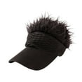 thumbnail image 3 of Sombrero con visera y pelo sintético para hombre, portátil, estilo hip hop, para playa Negro, 3 of 9