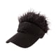 thumbnail image 3 of Sombrero con visera y pelo sintético, ligero, para playa, exterior, moderno, con peluca, gorra de béisbol Negro, 3 of 9