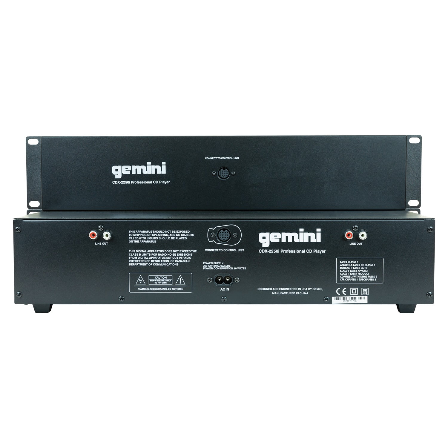 Gemini Professional 2U Dual CD/USB Player, Silver, CDX-2250IPT