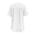 thumbnail image 6 of Women's Spring Summer Blouse - Short Sleeve Button Back Ruffled Trim, Solid Color, Casual Top for Jeans & Skirts, 6 of 6