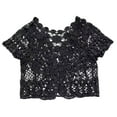 thumbnail image 3 of YVNAURA Embroidered Lace Cardigan for Women Cotton Short Bat Sleeve Loose Shawl Open Front Lightweight Spring Summer Cardigan with 7 Inch Sleeve Hollow Out, Black,A, 3 of 3