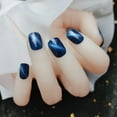 thumbnail image 3 of 24 Pcs Patchs Ongles Courts Il de Chat Bleu Royal pour Mariage Hiver Automne, 3 of 7