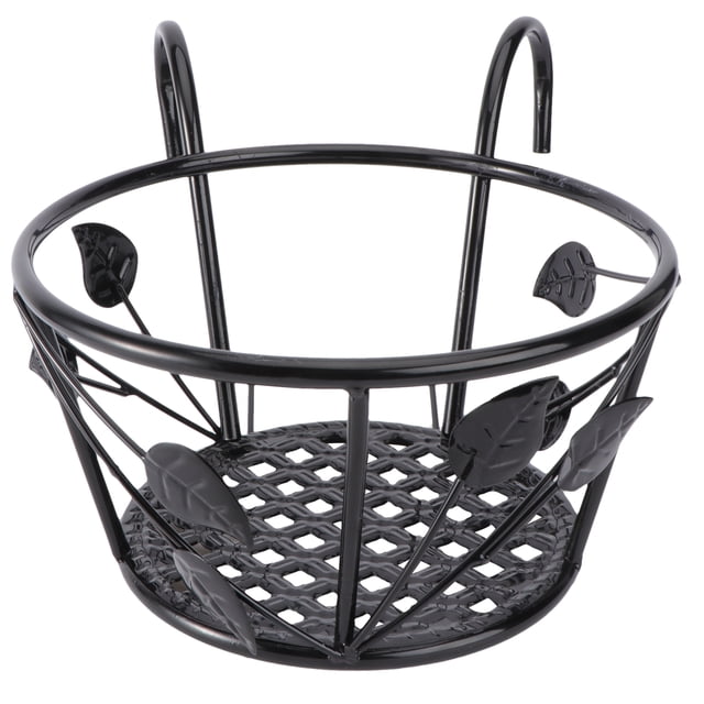 Shisuyan 1Pc Fence Hanging Wrought Iron Shelf Garden Flowerpot Basket Storage Container