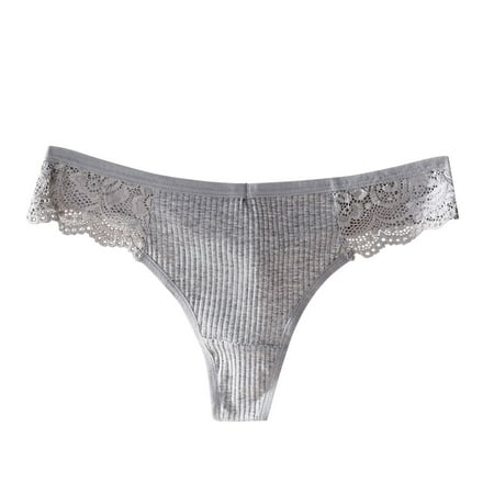 kpoplk Sexy Panties for Women Lace Briefs Stretch Underwear Womens Plus Size Thong Scallop Trim Thongs Briefs L Grey
