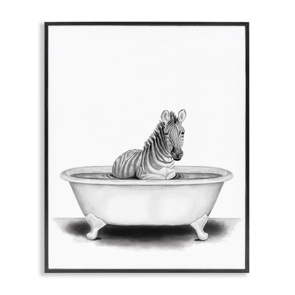 Stupell Industries Contemporary Zebra In A Tub Funny Black Framed Giclee Art, 11 x 14, by Rachel Nieman