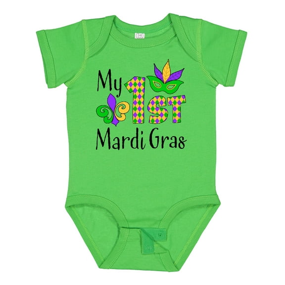 Inktastic My 1st Mardi Gras with Mask Boys or Girls Baby Bodysuit