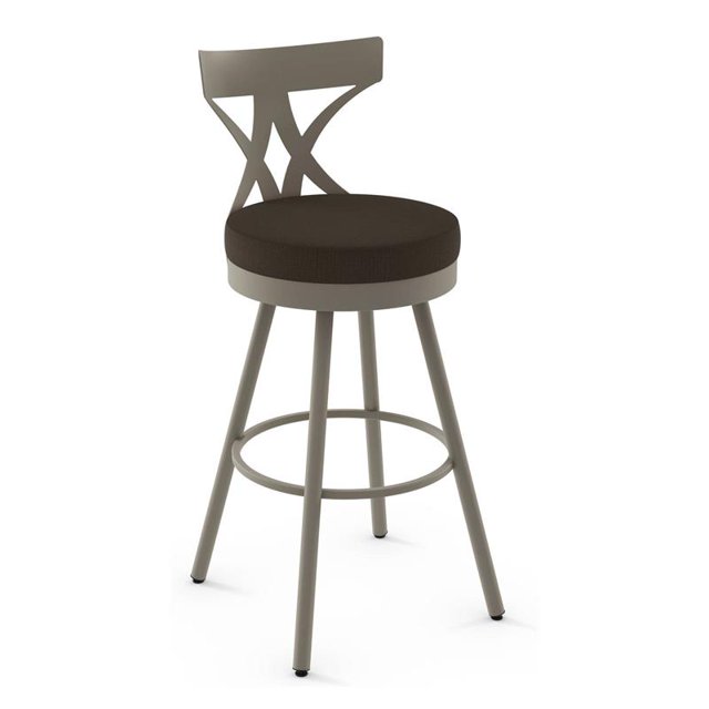Amisco Tabouret de Comptoir Pivotant Mapleton 27" - Polyester Gris Brun Foncé / Métal Gris