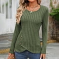 thumbnail image 5 of mihongmao Fashion Fall Clothes for Women Fashion Women's Solid Color Knitted Round Neck Pullover Long Sleeved Top, Army Green XXL, 5 of 7