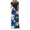 thumbnail image 2 of ICHUANYI Clearance Womens Fashion Summer Short Sleeve Casual Printing Pocket Vacation Long Dress(Blue, S) ICHUANYI WER2023080811028, 2 of 7