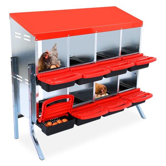 Ourlova Chicken Nesting Box 6 Hole Without Bracket Legs Chicken Laying Box with Lid Cover Roll Away Nest Box for Chicken Coop to Protect Eggs