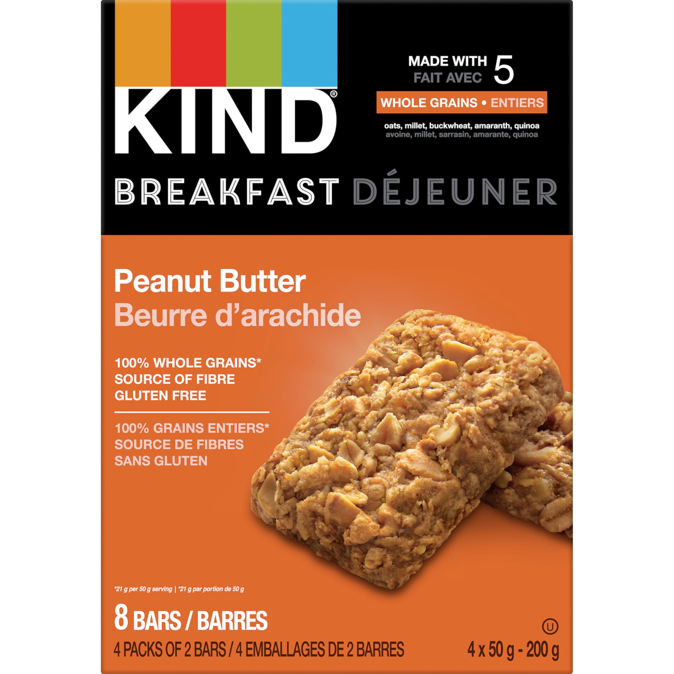 KIND Breakfast Bars, Peanut Butter, (50g), Box of 8 Bars