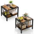 thumbnail image 1 of Patiojoy Table d'Appoint Extérieur avec Trou pour Parasol de 1,57 Pouces Table d'Extrémité en Métal à 2 Niveaux pour Patio avec Tablette de Rangement 2 Pcs, 1 of 9