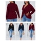 thumbnail image 5 of Camiseta de mujer de manga larga con escote en V y diseño irregular torcido en talla grande, 5 of 8