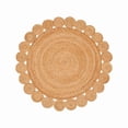 thumbnail image 2 of Boho Farmhouse Jute Circle Rug, Reversible Rustic Coastal Area Mat Natural Beige Scalloped, 7 FT, 2 of 5