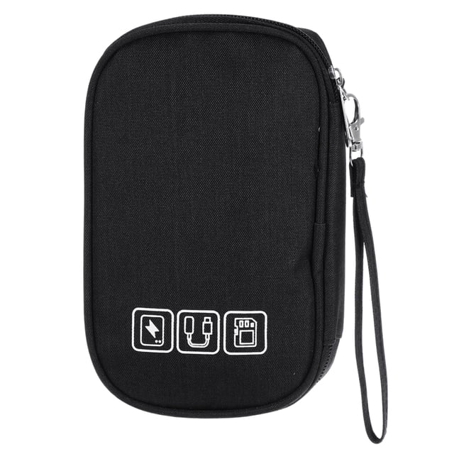 Organizador Electrónico de Doble Capa, Bolsa Portátil Impermeable para Cables, Color Negro 7.48"x4.72"x1.38"
