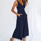 thumbnail image 4 of Monos De Cintura Alta Monos de cintura alta para mujer con bolsillos recortados con cuello en V para mujer (azul marino S) Cgtredaw para Mujer Azul marino T L, 4 of 6