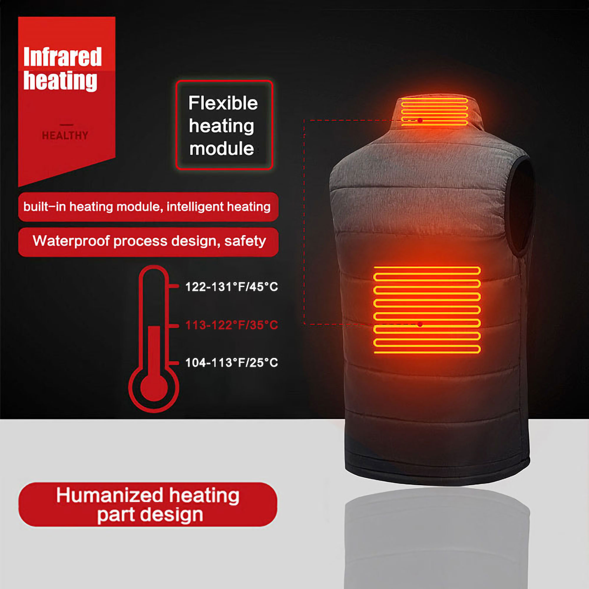 Sexy Dance Electric Thermal Heated Vest for Men Women Sleeveless Zipper Heating Jacket Lightweight Warmth Outwear With Battery Pack - image 5 of 11