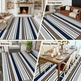 thumbnail image 5 of Large Area Rugs for Living Room Bedroom, Grey Navy Blue Striped 5'x8' Rug Washable Carpet Runner Indoor Outdoor, Farmhouse Stripes Modern Abstract Art Non Slip Floor Mats Rug for Kitchen, Bathroom, 5 of 8