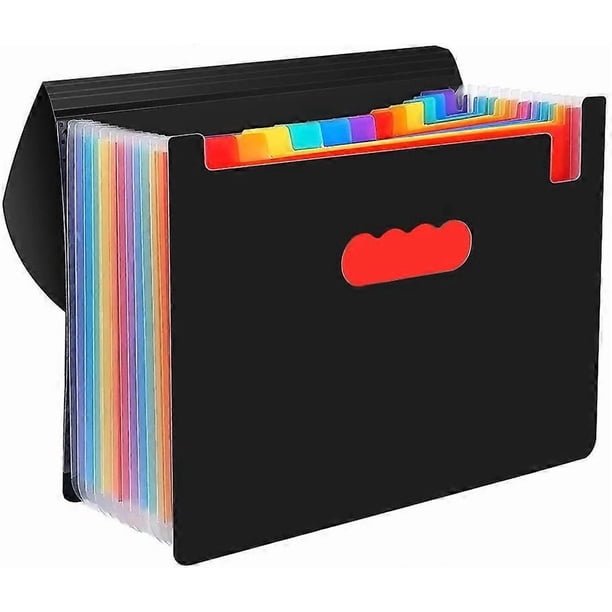 Colored File Folders, Capatity 13-Pocket Expanding File Folder With Tags And Closure For Classroom, Home-Black.