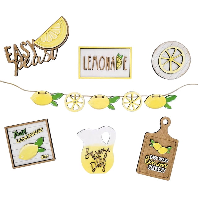 (Ensemble Citron) Plateau en Bois Style Citron
