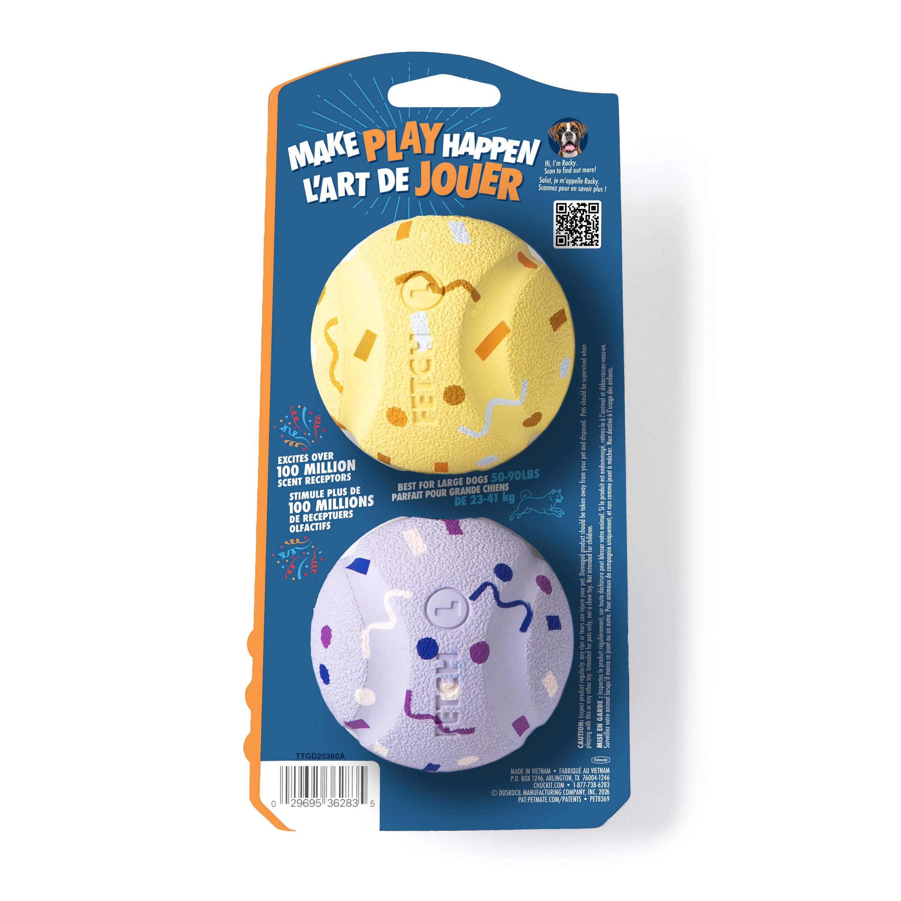 Chuckit! Birthday Dog Balls, Large 3", Pack of 2 – Birthday‑Scented Rubber Fetch Toys for Dogs 60–100 lb