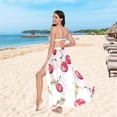 thumbnail image 6 of FORMRS Womens Long Sarong Beach Wrap Semi-Sheer Bikini Skirt Bathing Swimsuit Cover Up, Red Cherry, 6 of 7