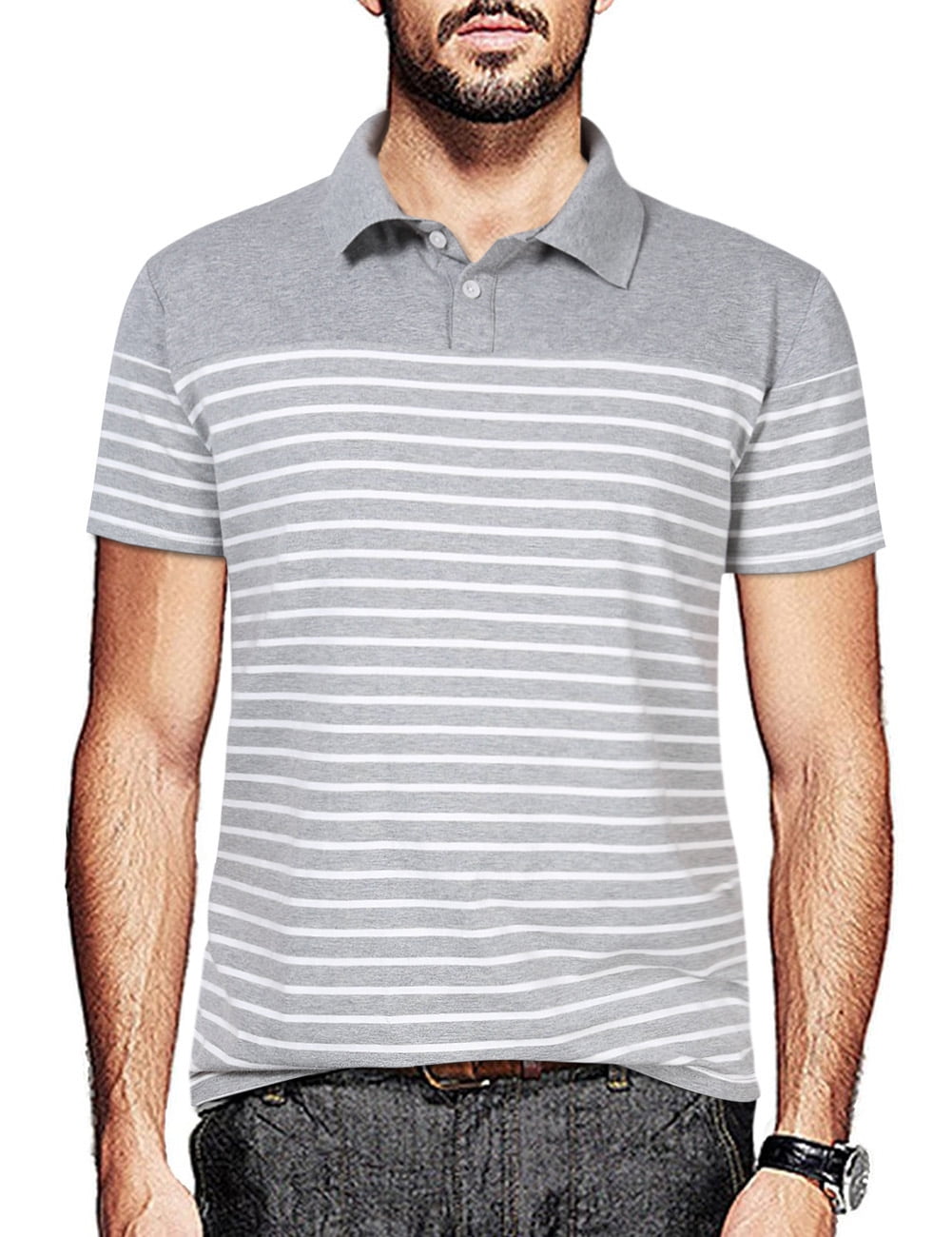 Generic Mens Short Sleeve Contrast Color Polo T Shirt Stripe T-Shirts Generic Mens Short Sleeve Contrast Color Polo T Shirt Stripe T-Shirts