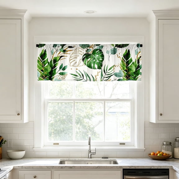 2D Printed Kitchen Curtain Short Panels, Decorative Window Drapes with Rod Pocket, Washable Tier Curtains for Small Windows, Cafe & Bathroom, 2D Printed Curtains
