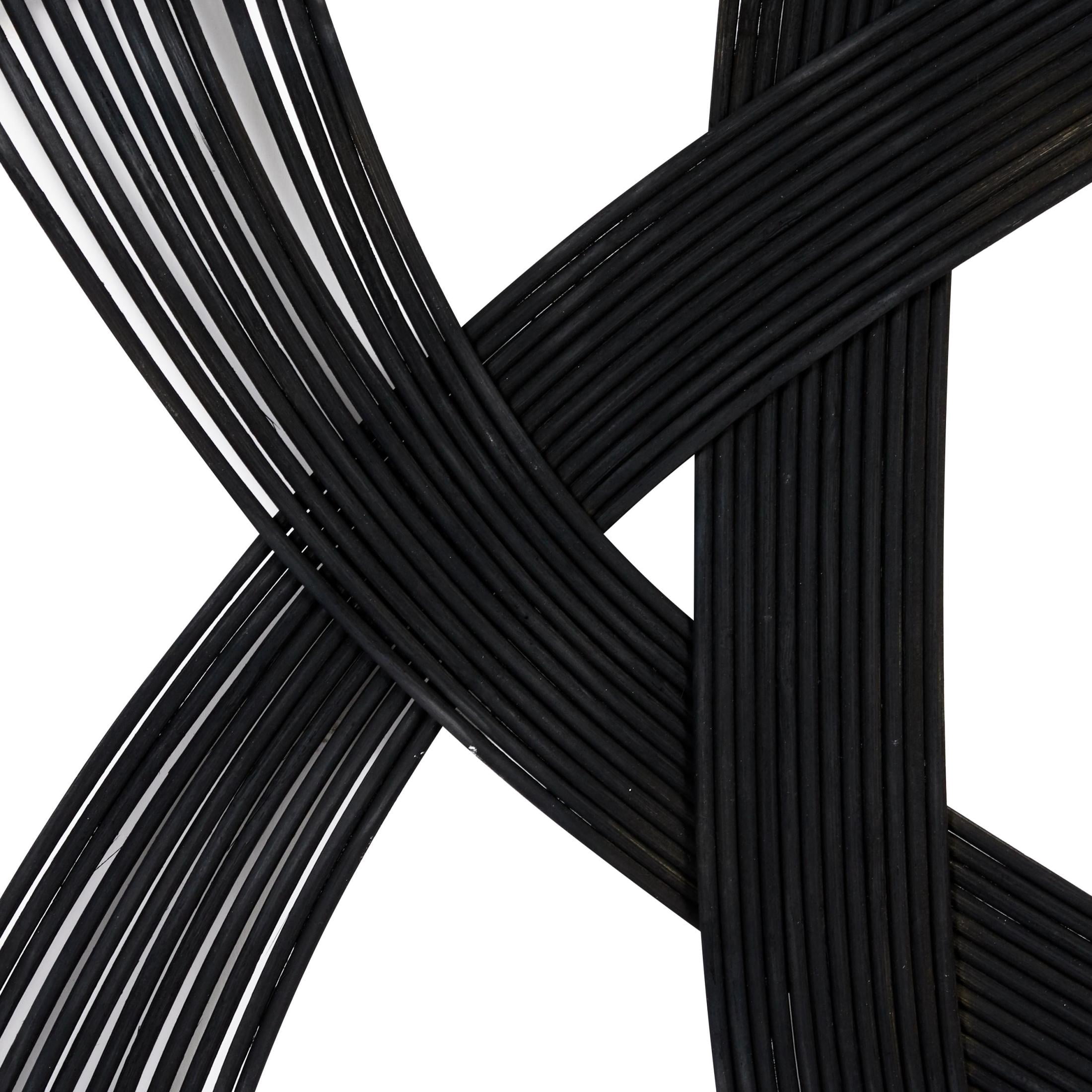 DecMode Black Wood Woven Geometric Wall Decor