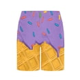 thumbnail image 5 of Crunowin Boys Summer Shorts Ice Cream Print Elastic Waist Lightweight Beach Shorts Purple Size 12, 5 of 6