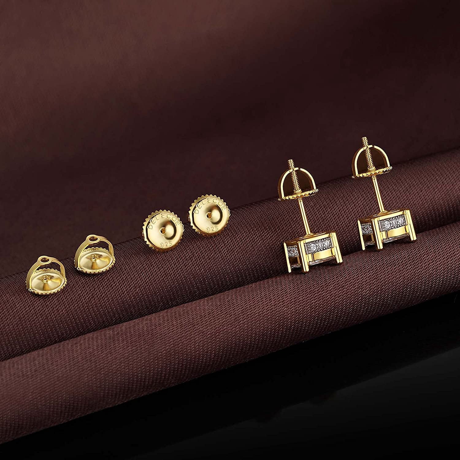 4-Pairs Screw Earring Backs for Diamond Stud Earrings, Stering Silver Threaded Screw On Earring Back, Hypoallergenic Secure Earring Screw Backs Replacement Post Sizes .032"
