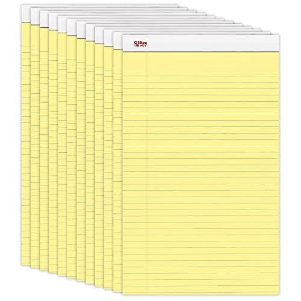 Office Depot Perforated Writing Pads, 8 1/2in. x 14in., Legal Ruled, 50 Sheets, Canary, Pack Of 12 Pads, 99420