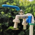 thumbnail image 2 of Grifo de primera calidad con doble salida, grifo dosificador de 1/2 x 3/4 x 3/4, resistente al óxido y a las heladas con 2 conexiones de manguera para jardín, lavadora o cisterna., 2 of 5