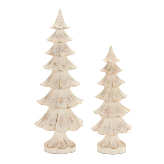 Melrose Pine Artificial Christmas Trees - 14.5" - Set of 2 - Brushed Gold Finish