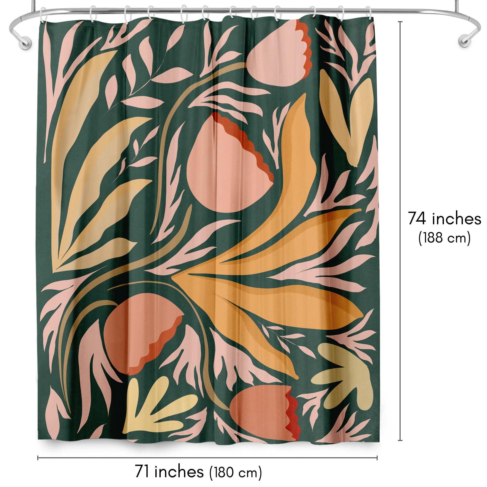Americanflat 71" x 74" Shower Curtain, Floral Series by Lunette by Parul