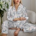 thumbnail image 6 of Fuzoiu white Moose winter tree Print Women's Long-Sleeved Pajama,Lounge Button Down Nightwear,Womens Notch Collar Pajama Set-Medium, 6 of 7