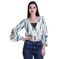 thumbnail image 1 of Moomaya Haut Court Imprimé pour Femmes Style Enveloppant Manches Longues à Volants Blouse d'Été Décontractée, 1 of 5
