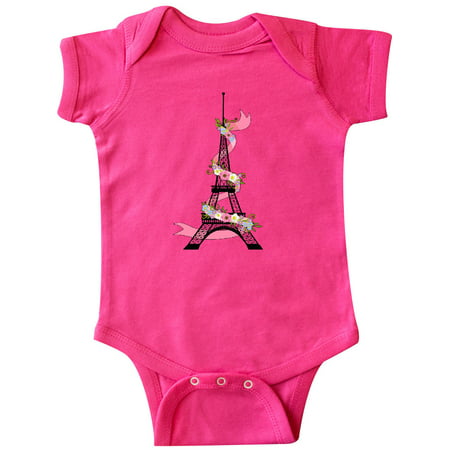 

Inktastic Eiffel Tower in Paris with Flowers and Pink Banner Gift Baby Boy or Baby Girl Bodysuit
